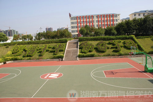 湖南萬通汽修學(xué)校，標(biāo)準(zhǔn)籃球場