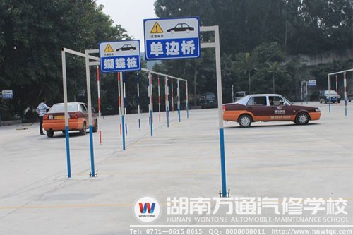 學子在駕校練車場景